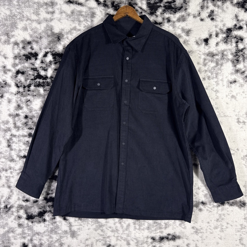 New Joseph Abboud Shirt Mens Size Large Black‎ Corduroy Snap Pockets